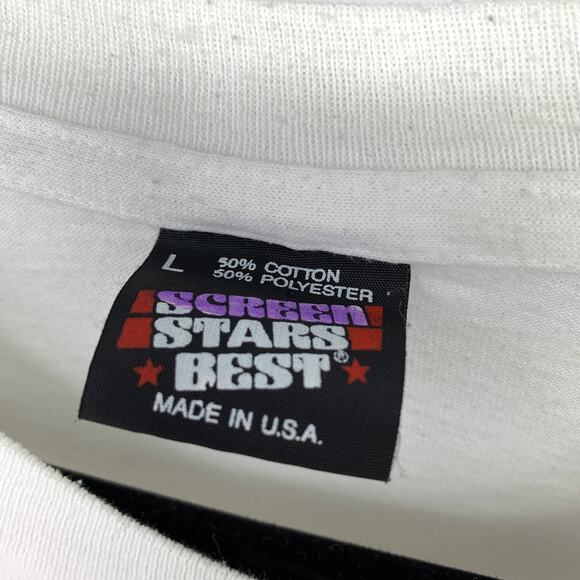 Vintage 90s Cheer Camp Leader Graphic Tee Unisex Size Large White Short Sleeve - Picture 5 of 5